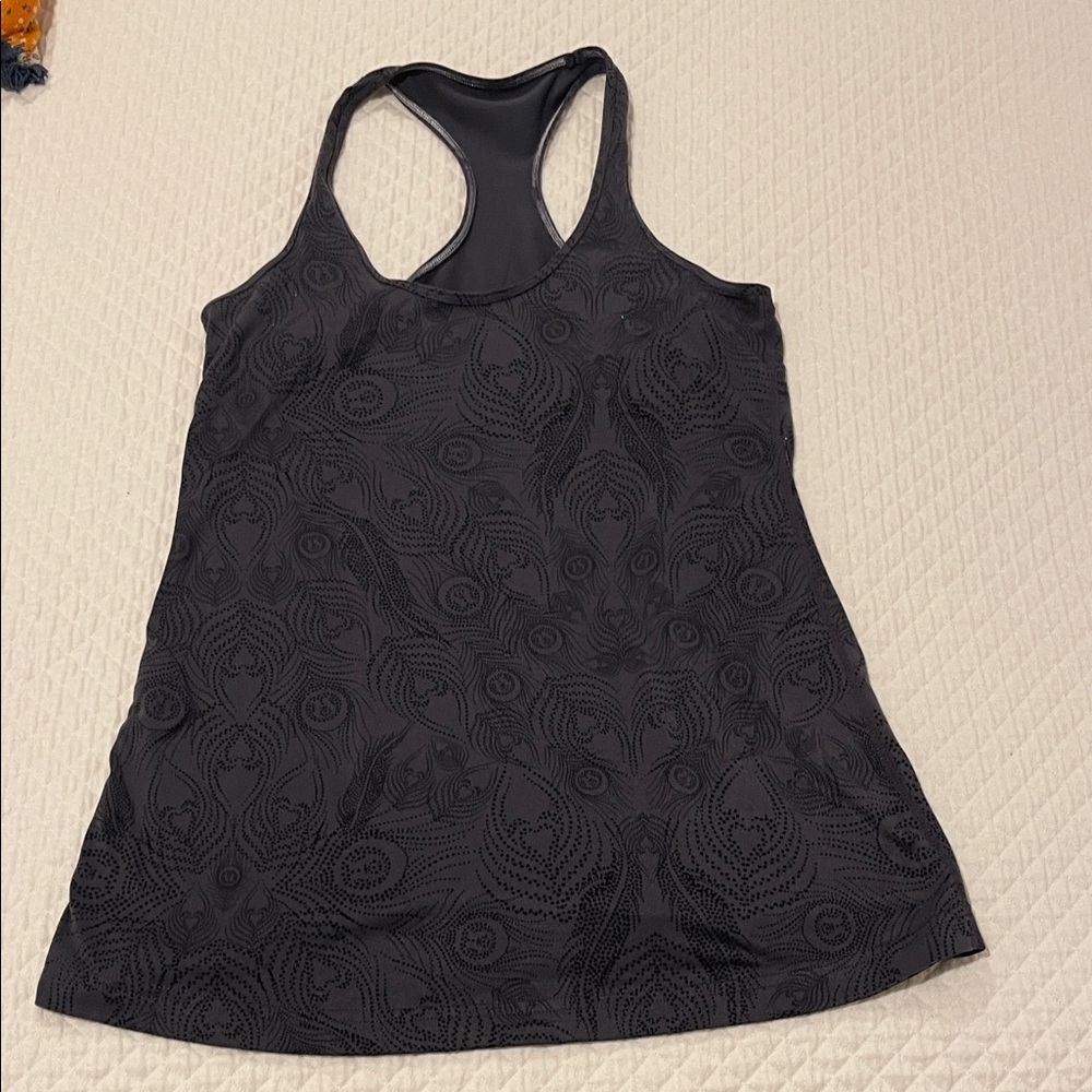 Lululemon Athletica Gray Feather Print  Tank Top